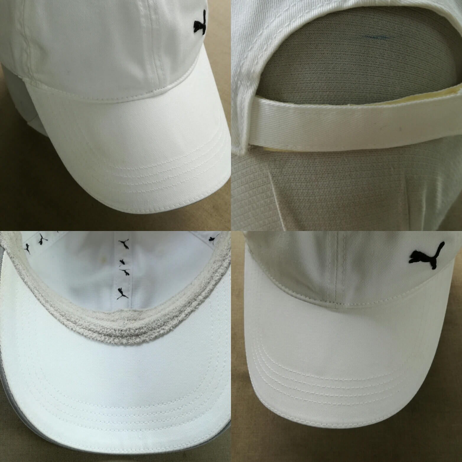 帽子のシミ抜き後、真っ白に復元